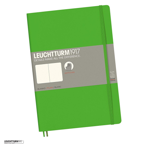 Caiete B5 - Caiet Leuchtturm1917 Notebook Classic B5, coperta flexibila, velin, 123 pagini numerotate, hartie 80 g/mp, 178 x 254 mm, cuprins, 2 semne de carte, elastic, buzunar, vernil