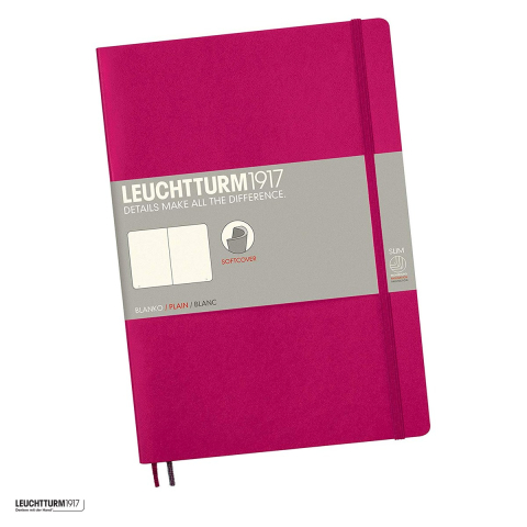Caiete B5 - Caiet Leuchtturm1917 Notebook Classic B5, coperta flexibila, velin, 123 pagini numerotate, hartie 80 g/mp, 178 x 254 mm, cuprins, 2 semne de carte, elastic, buzunar, magenta