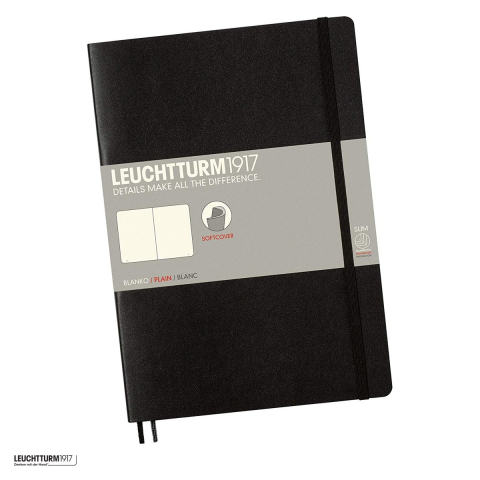 Caiete B5 - Caiet Leuchtturm1917 Notebook Classic B5, coperta flexibila, velin, 123 pagini numerotate, hartie 80 g/mp, 178 x 254 mm, cuprins, 2 semne de carte, elastic, buzunar, negru