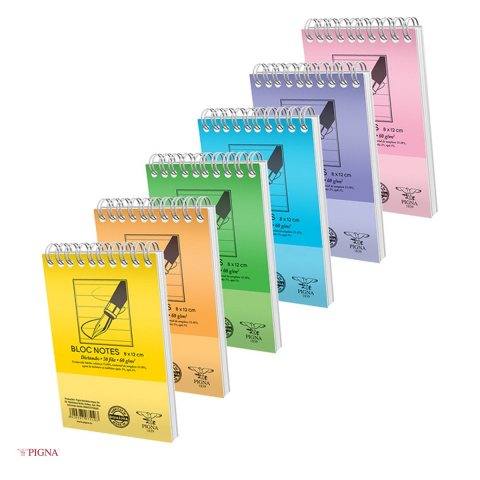Caiete - Bloc notes Pigna Basic, A7, 50 file, dictando, 60 g/mp, spira, 80x120 mm
