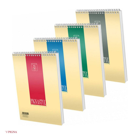 Caiete - Bloc notes Pigna Style, A4, 80 file, linii, 200 g/mp, spira A5, dictando