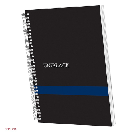 Birotica papetarie - Caiet Pigna Uniblack, A4, 120 file, matematica, 70 g/mp, spira aritmetica, coperta pp, albastru
