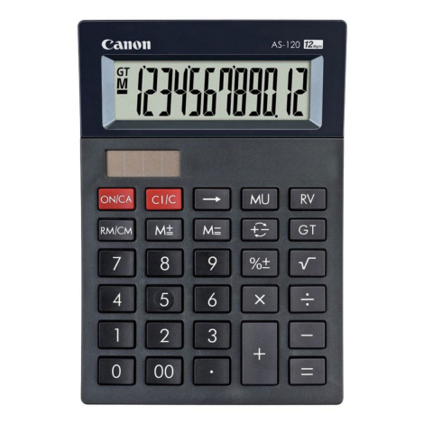 Calculatoare numerice - Calculator de birou 12 Digits, Canon AS120, 145 x 100 x 33.5 mm, negru