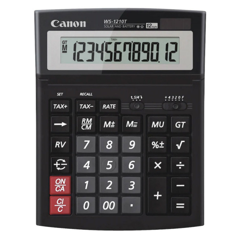Calculatoare numerice - Calculator de birou 12 Digits, Canon WS1210T, 198 x 150 x 38 mm, negru
