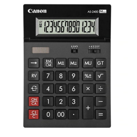 Calculatoare numerice - Calculator de birou 14 Digits, Canon AS2400, 198 x 140 x 34 mm, negru