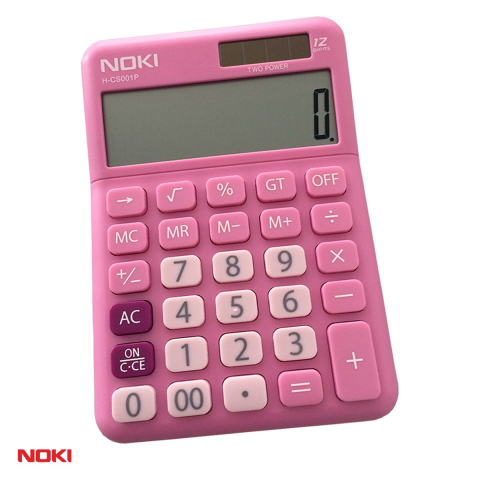 Birotica papetarie - Calculator de birou NOKI HCS001 cu 12 cifre, display LCD inclinat, alimentare solara si cu baterie, functie GT, 4 taste de memorie, 145x105x30 mm, roz