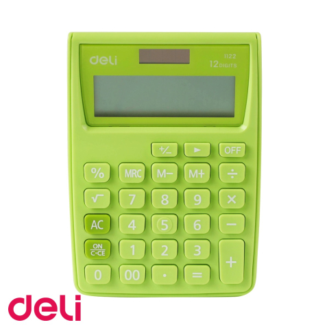 Birotica papetarie - Calculator de buzunar Deli 1122, 12 cifre, alimentare dubla, pentru birou si uz fiscal