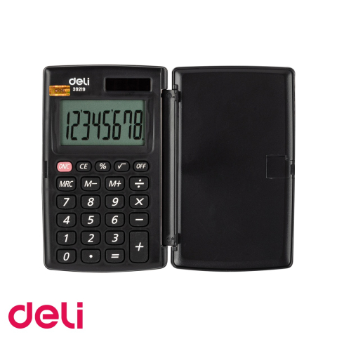 Birotica papetarie - Calculator de buzunar Deli 39219, 8 digits, display LCD inclinat, pentru birou si uz personal