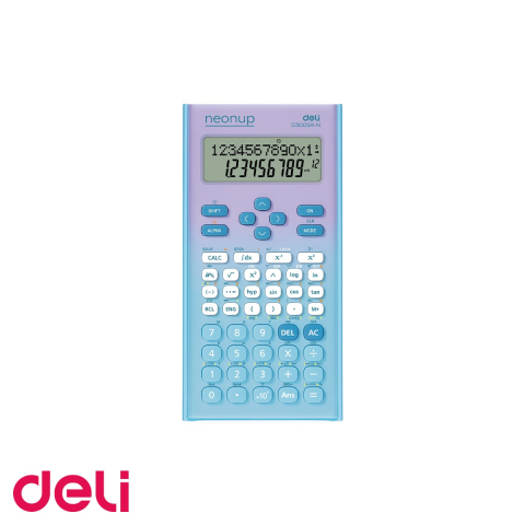 Tehnica de birou - Calculator stiintific Deli 300F, 12 digiti, display LCD 2 linii, bleu degrade, pentru elevi si studenti