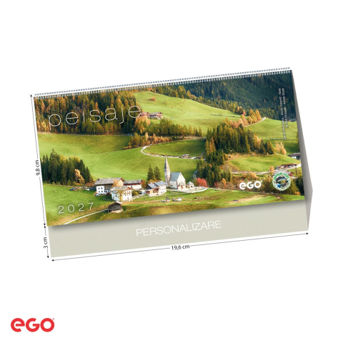 Calendare - Calendar de birou Ego Peisaje, 13 file, 20x10 cm, cu spira metalica