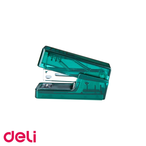 Capsatoare - Capsator mini Deli NuSign, 12 coli, capse 24/6, verde transparent, pentru birou si acasa