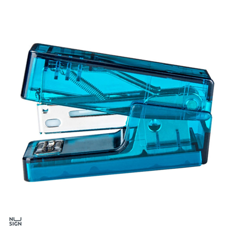 Birotica papetarie - Capsator mini Deli Nusign, 12 coli, pentru capse 24/6, albastru transparent