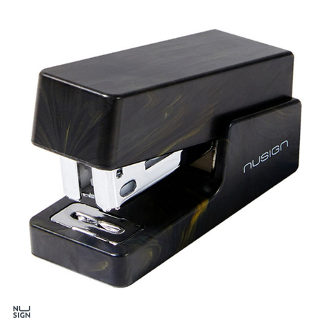 Capsatoare - Capsator mini Deli Nusign marmorat, 12 coli, pentru capse 24/6 si 26/6, 9.5x13.5x3.3 cm, negru