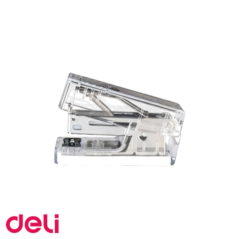 Capsatoare - Capsator mini Deli NuSign transparent, 12 coli, capse 24/6 si 26/6, pentru birou si acasa