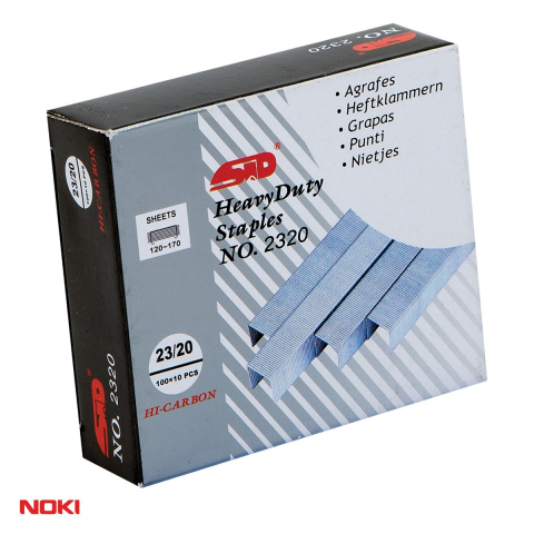 Capse pentru capsator - Capse NOKI 23/20, 120-170 coli, cutie 1000 bucati