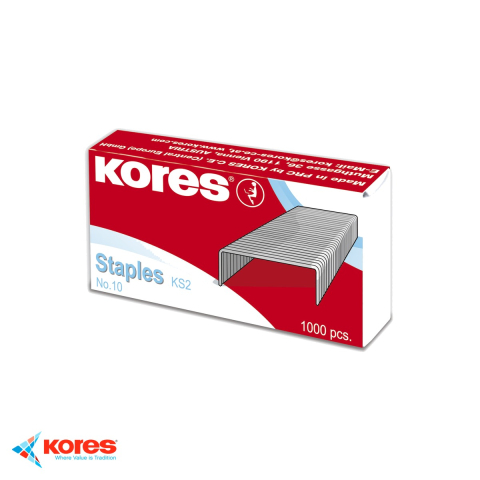 Capse pentru capsator - Capse zincate nr. 10 Kores, 1000 bucati/cutie, pentru capse standard de birou