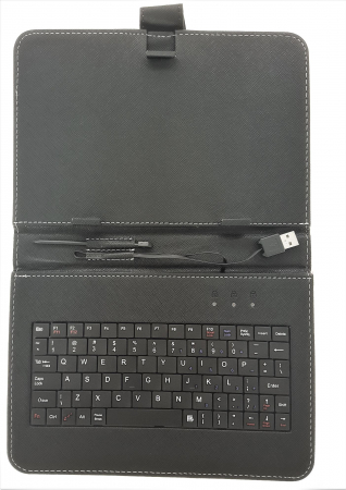 Tastatura tableta - Carcasă cu Tastatură pentru Tabletă 8 Inch - Negru, USB, QWERTY, Piele Ecologică, Funcție Stand