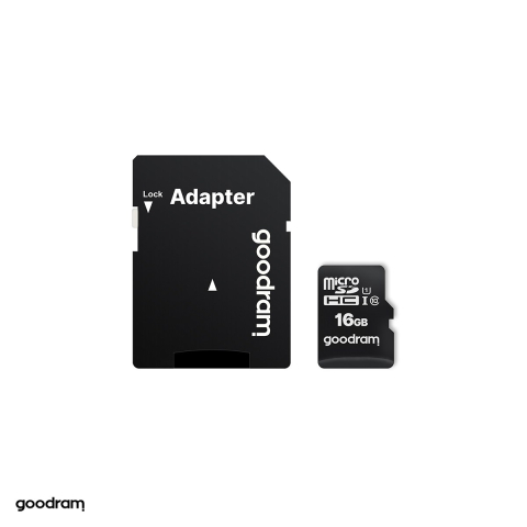 Carduri memorie - Card de memorie GoodRam 16GB microSDHC clasa 10 UHS-I cu adaptor SD, viteza citire 100 MB/s