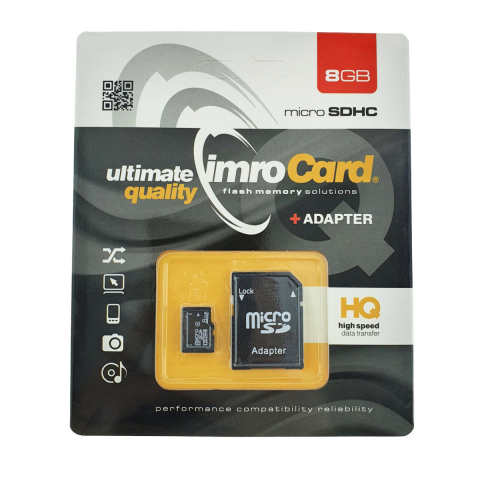 Carduri 8 Gb - Card de memorie microSDHC 8GB Clasa 4 + Adaptor SD, Imro 01546, pentru Camera Foto, Navigatie GPS