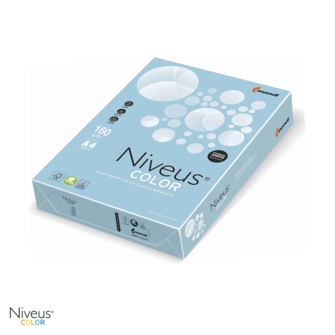 Hartie copiator - Carton copiator Niveus OBL70 A4, albastru ice pal, 160 g/mp, 250 coli