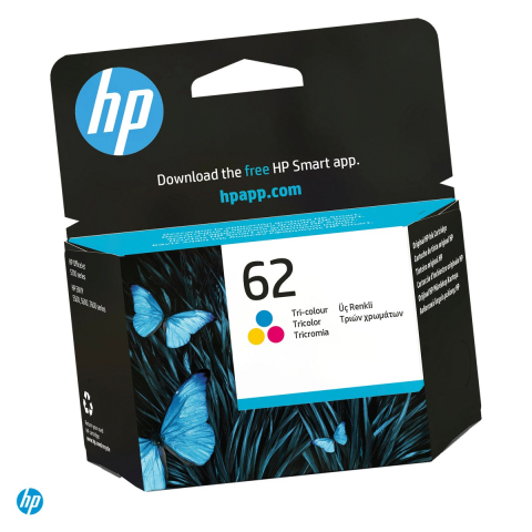 Cartuse inkjet - Cartus de cerneala HP 62, 4,5 ml, cerneala dye, randament 165 pagini, pentru HP Envy si HP OfficeJet, tricolor, C2P06AE