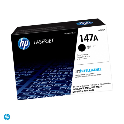 Tonere laser - Cartus toner HP 147A, capacitate standard, randament aproximativ 10.500 de pagini, pentru HP LaserJet Enterprise M611, M612, MFP M635, M636, negru, W1470A