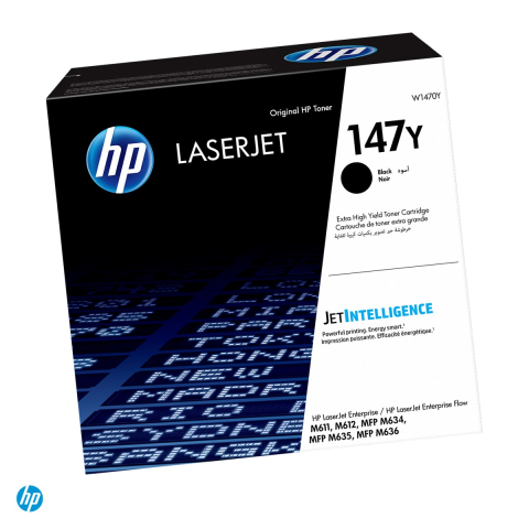 Tonere laser - Cartus toner HP 147Y, capacitate foarte mare, randament aproximativ 42.000 de pagini, pentru HP LaserJet Enterprise M611, M612, MFP M635, M636, negru, W1470Y