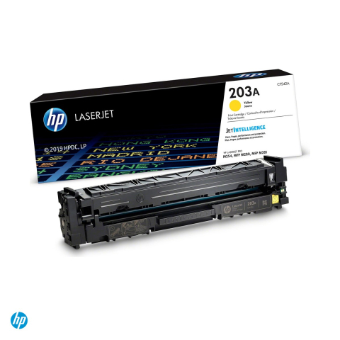 Tonere laser - Cartus toner HP 203A, randament 1.300 de pagini, pentru HP Color LaserJet Pro M254, MFP M280, M281, galben, CF542A