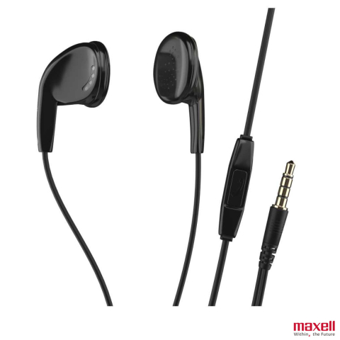Casti In Ear cu microfon - Casti audio semi-in-ear, Maxell Sound and Talk PureBuds, cu microfon incorporat si jack 3.5mm, pentru utilizare zilnica si apeluri, driver puternic 15mm, negre