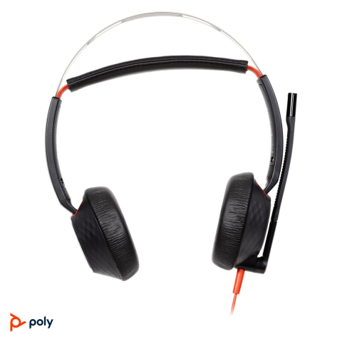 Accesorii IT - Casti cu fir HP Poly Blackwire 5220 Stereo, USB-C cu adaptor USB-A atasat si jack 3,5 mm, microfon cu anulare a zgomotului, pernite cu spuma cu memorie, negru, 8X231AA