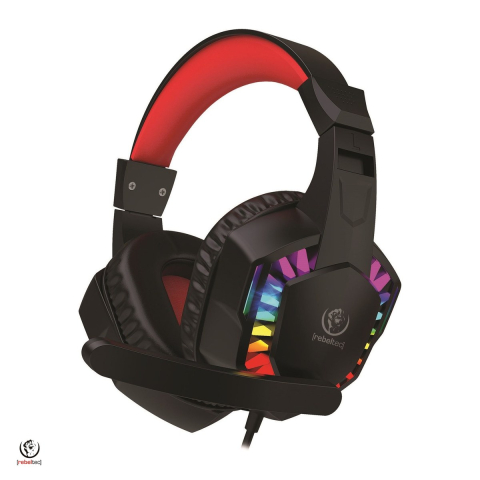 Casti Gaming - Casti gaming Rebeltec Shark, cu microfon, jack 3.5mm si USB, LED RGB, cablu 1.8m, control volum, negre