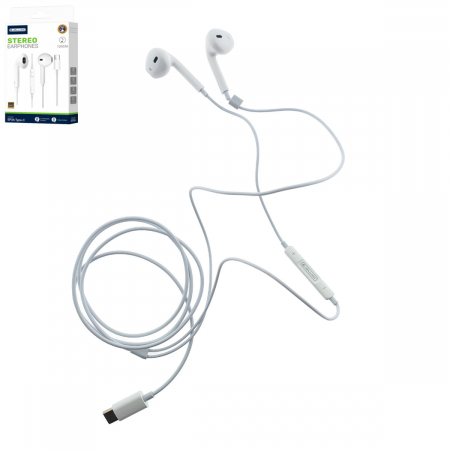 Accesorii IT - Casti JELLICO EP2A, conector USB-C, cu microfon, cablu 1.2M, semi-In-Ear, sunet puternic, bass profund, albe