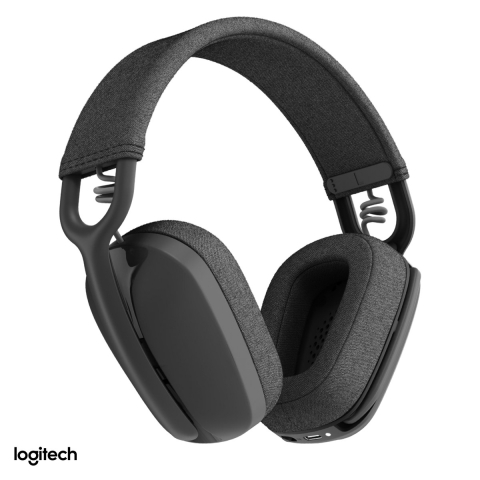 Accesorii IT - Casti wireless over-ear Logitech Zone Vibe Wireless UC, Bluetooth 5.2 cu receptor USB-C si adaptor USB-A, pana la 20 h ascultare, doua microfoane, grafit, 981-001199
