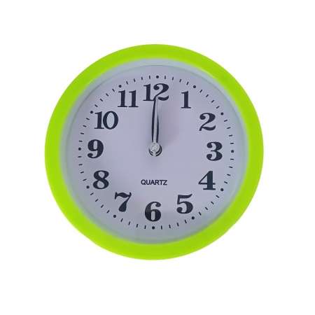 Ceas de birou - Ceas de masa cu alarma, afisaj analog, alimentare 1 x AA, cadran verde, 120 x 120 x 40 mm, fond alb