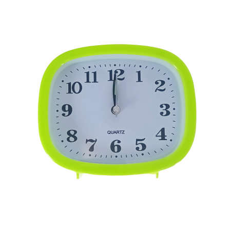 Ceas de birou - Ceas de masa cu alarma, afisaj analog, alimentare 1 x AA, cadran verde, 124 x 105 x 40 mm, fond alb