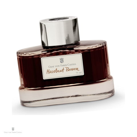 Cerneala si Consumabile pentru Stilouri - Cerneala pentru stilou Hazelnut Brown, Graf von Faber Castell, calimara 75 ml, rezistenta la lumina