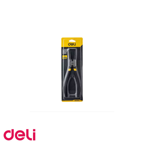 Unelte de mana - Cleste cu varf subtire pentru precizie Deli DL0342, 7 inch, finisaj negru, pentru lucrari fine si tehnice