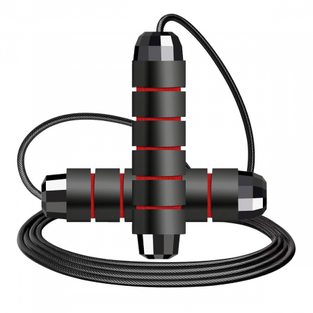 Accesorii sportive - Coarda de sarit reglabila, lungime 270 cm, cu manere de 15.5 x 3 cm din spuma moale, cu sistem de rulmenti, pentru exercitii aerobice