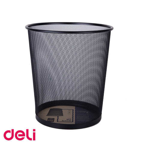 Cosuri de birou si organizare - Cos de birou Deli, plasa metalica mesh, negru, volum 12 l, pentru organizare documente si accesorii