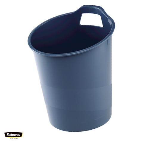 Cosuri de birou si organizare - Cos de birou Fellowes G2Desk 15 litri, din 80% material reciclat, cu maner pentru ridicare, diametru 300 mm, inaltime 372 mm, albastru