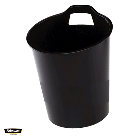Cosuri de birou si organizare - Cos de birou Fellowes G2Desk 15 litri, din 80% material reciclat, cu maner pentru ridicare, diametru 300 mm, inaltime 372 mm, negru