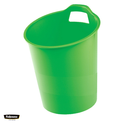 Cosuri de birou si organizare - Cos de birou Fellowes G2Desk 15 litri, din 80% material reciclat, cu maner pentru ridicare, diametru 300 mm, inaltime 372 mm, verde