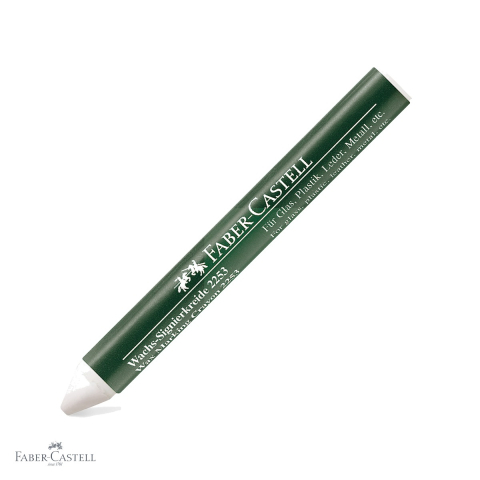 Creioane pentru marcat si tehnice - Creion cerat Faber-Castell 2253, alb, pentru marcare pe suprafete lucioase si moi