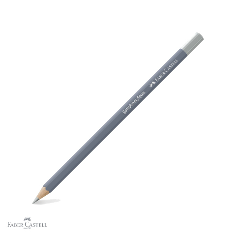 Handmade Creativ si Hobby - Creion colorat acuarela Faber-Castell Goldfaber argintiu, mina 3.3mm, solubil in apa