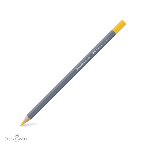 Handmade Creativ si Hobby - Creion colorat acuarela Faber-Castell Goldfaber galben cadmium 107, mina 3.3mm, solubil in apa