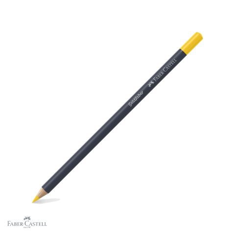 Creioane colorate permanente - Creion colorat Faber-Castell Goldfaber, galben cadmium inchis 108, mina moale intens pigmentata, pentru desen si arta