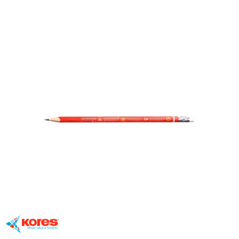 Birotica papetarie - Creion grafit Kores HB cu guma, forma triunghiulara ergonomica, tabla inmultirii, pentru scolari