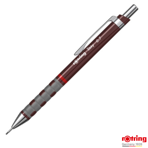 Birotica papetarie - Creion Mecanic 0.7mm cu Mecanism Click si Grip Ergonomic pentru Scris, Desen si Birou, Rotring Tikky 3 Burgundi