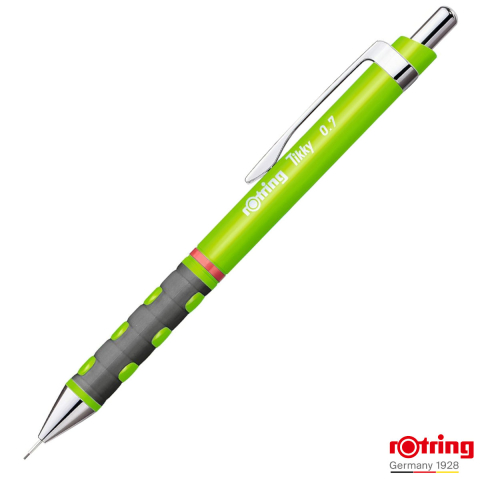 Birotica papetarie - Creion Mecanic 0.7mm cu Mecanism Click si Grip Ergonomic pentru Scris, Organizare Vizuala si Mediile Educationale, Rotring Tikky 3 Verde Neon