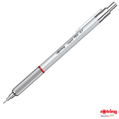 Creioane mecanice - Creion Mecanic 0.7mm cu Sistem Reglabil Tarie Mina pentru Scris si Desen, cu Finisaj Argintiu si Grip Randalinat